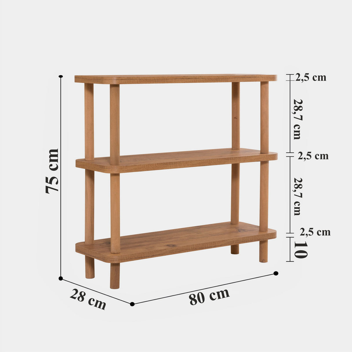 Wandkasten - Wandkast Step Atlantisch Dennenhout Melamine 80x75x28 cm - Dimehouse