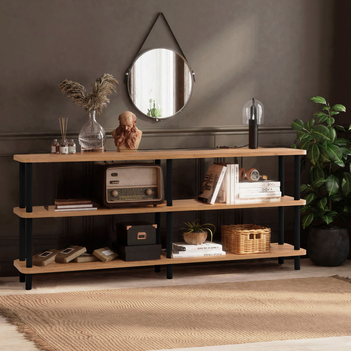 Pensile Zen Melaminico Pino Atlantico Nero 180x74,9x35 cm