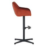 Sgabello da bar Venom in velluto color rame - Sedia da bar girevole regolabile con braccioli
