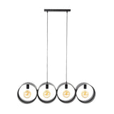 Lampada a sospensione Fons a 4 luci anelli in metallo nero