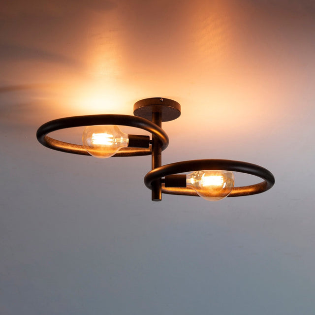 Plafondlampen - Plafondlamp Nova Duo 2 - lichts Zwart Metaal - Dimehouse