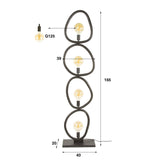 Vloerlampen - Vloerlamp Orion 4 - lichts Zwart Metaal 165 cm - Dimehouse