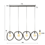 Hanglampen - Hanglamp Nova 4 - lichts Zwart Metaal 140 cm - Dimehouse