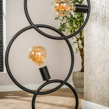 Vloerlampen - Zwarte vloerlamp 3 - lichts industrieel 140 cm - Dimehouse