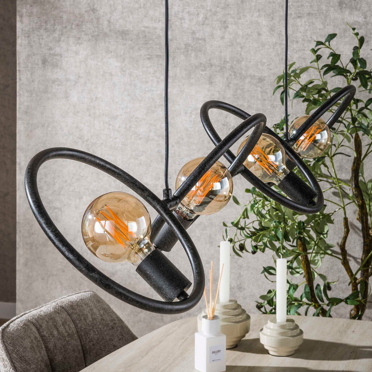 Hanglampen - Industriële hanglamp Liva 4 - lichts zwart metaal - Dimehouse