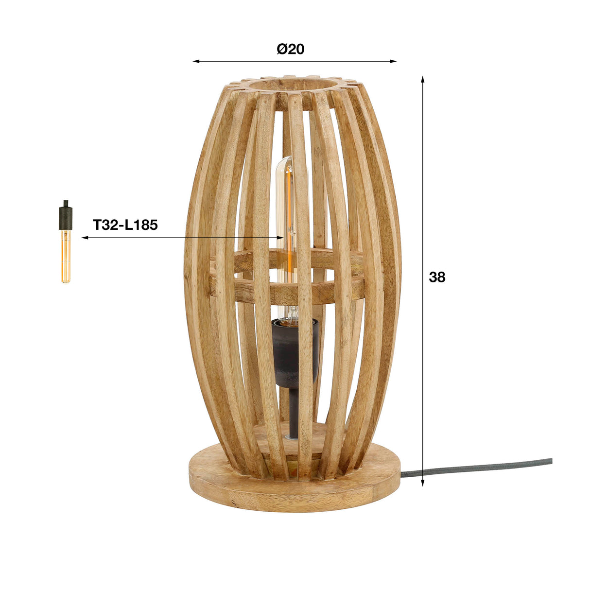 Lampada da tavolo in legno di mango Jalou