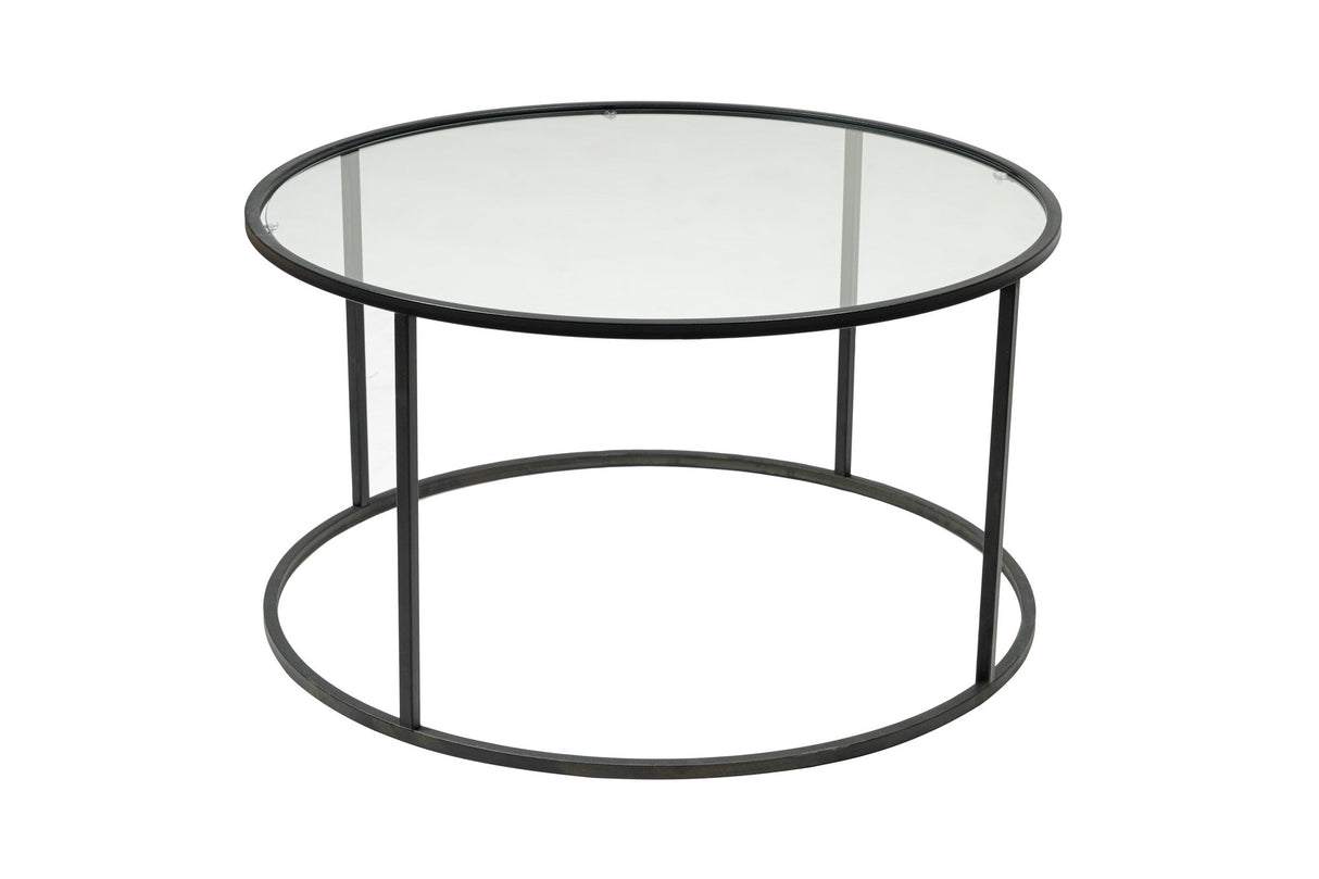 Tavolino in vetro Rotondo in metallo nero - 80 cm - Barlin