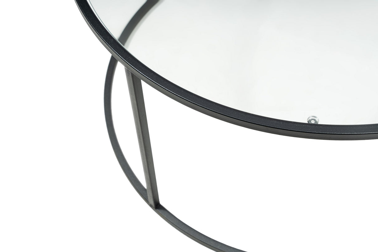 Tavolino in vetro Rotondo in metallo nero - 80 cm - Barlin