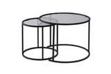Salontafels - Salontafelset van 2 Rond Glas - Zwart Frame - 42 en 60 cm - Barlin - Dimehouse
