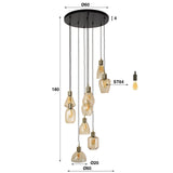 Hanglampen - Glazen hanglamp Feline 9L getrapt - Dimehouse
