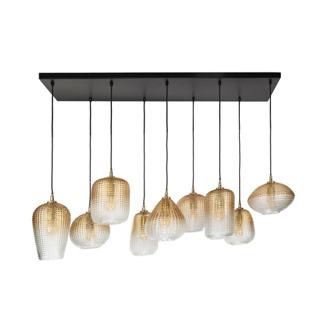 Lampada a sospensione in vetro Feline 9L color ambra