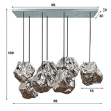 Lampada a sospensione Rocks DH Interior Cromato LxLxH 104x55x36 Vetro Bianco Indicazione dimensione foto