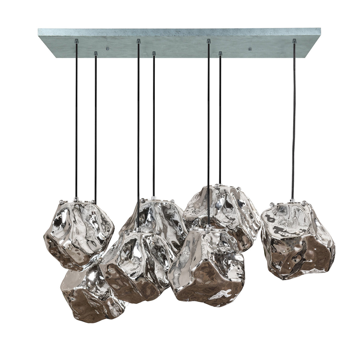 Lampada a sospensione Rocks DH Interior Cromato LxLxH 104x55x36 Vetro Bianco foto vista frontale