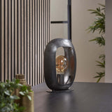 Lampada da tavolo industriale Selma S Ovale Nichel Nero