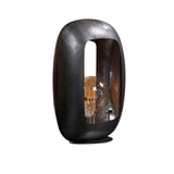 Lampada da tavolo industriale Selma L ovale in nichel nero