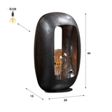Lampada da tavolo industriale Selma L ovale in nichel nero