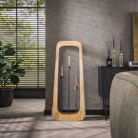 Lampada da terra Akira in legno di mango organico 3L