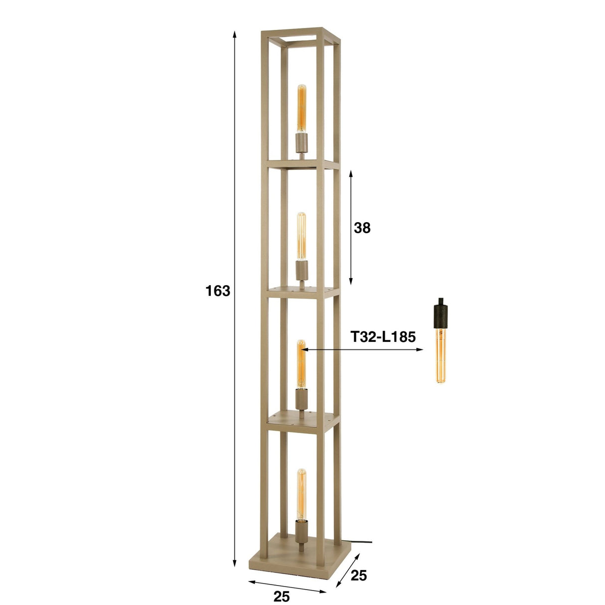 Vloerlampen - Design vloerlamp Ardon 4 - lichts Beige 160 cm - Dimehouse