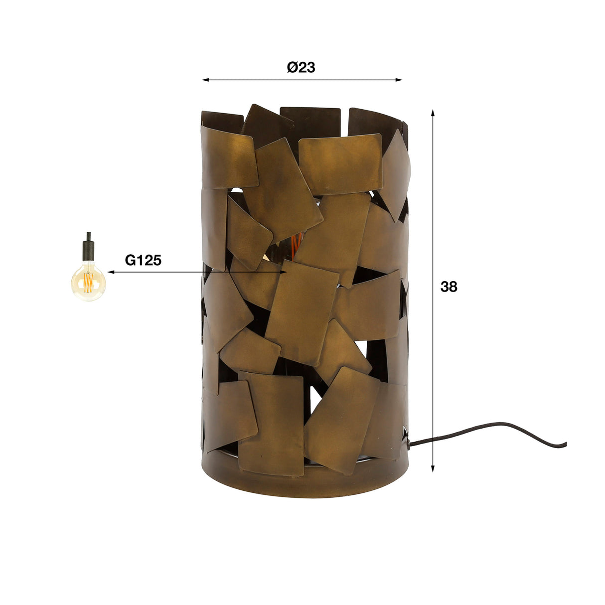 Lampada da tavolo cilindrica Manoa in bronzo antico