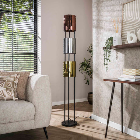 Lampada da terra Nox a 3 luci in Metallo Nero 175 cm
