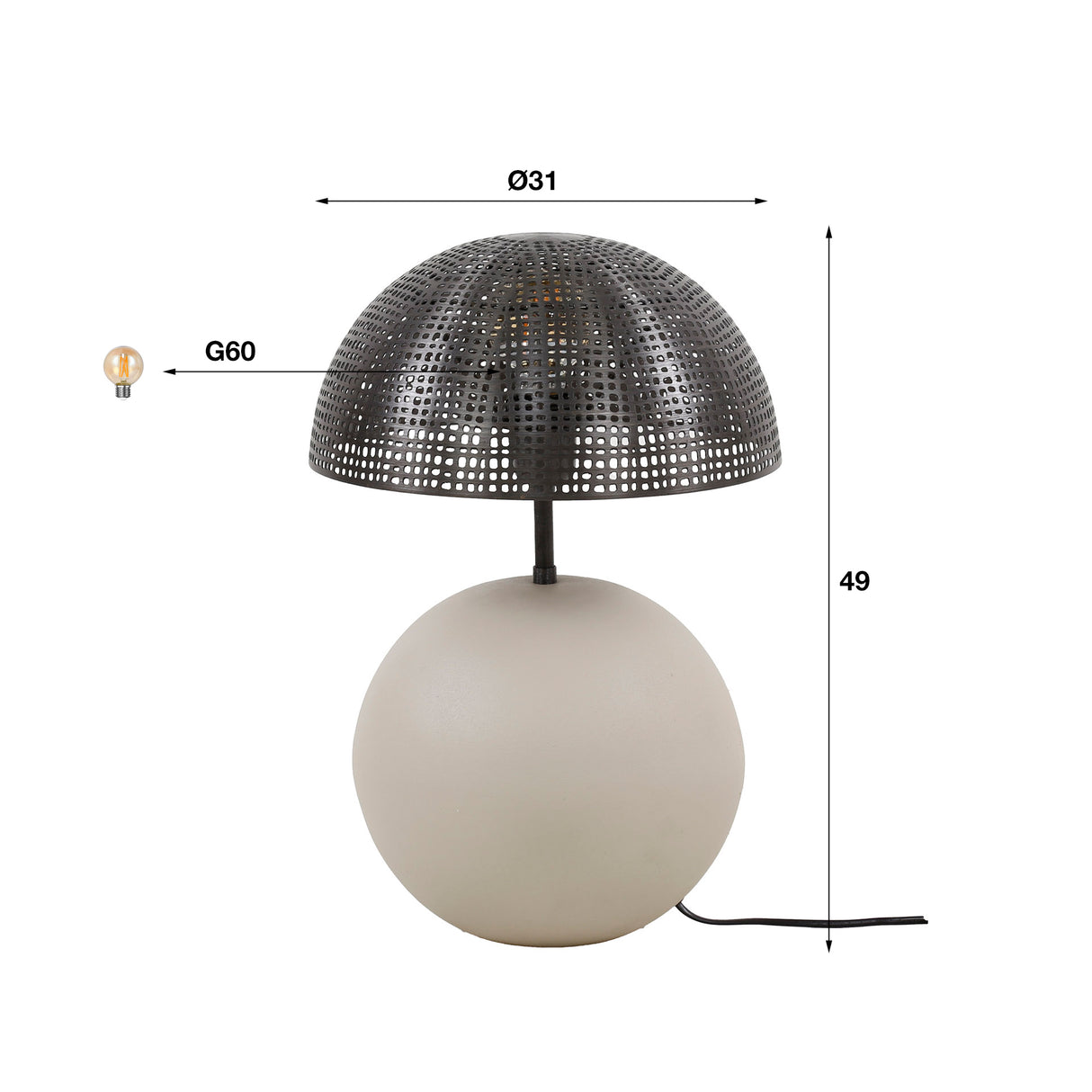 Tafellampen - Tafellamp Avelie organisch bol Ø26 cm - Dimehouse