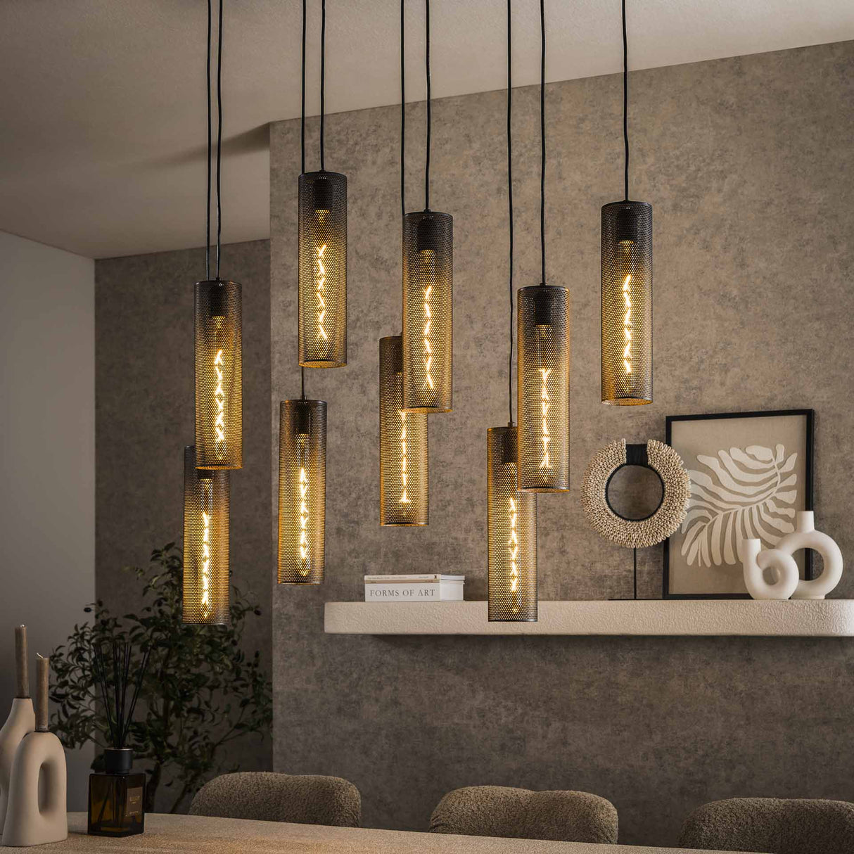 Hanglampen - Hanglamp Zavi 9 - lichts mesh zwart - Dimehouse