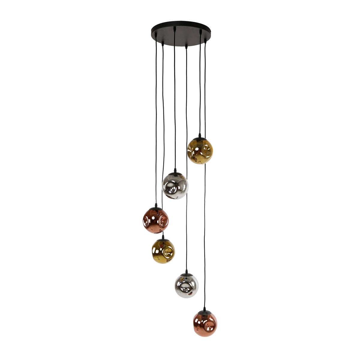 Lampada a sospensione Ada 6 luci a gradini in vetro colorato