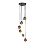 Lampada a sospensione Ada 6 luci a gradini in vetro colorato