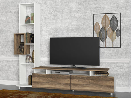 Set Mobile TV Tulip Bianco Noce Melaminico 160x166,7x29,5 cm
