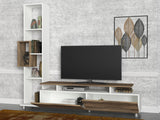 TV Meubels - TV Meubel Set Tulip Wit Walnoot Melamine 160x166,7x29,5 cm - Dimehouse