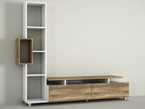 TV Meubels - TV Meubel Set Tulip Wit Walnoot Melamine 160x166,7x29,5 cm - Dimehouse