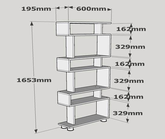Boekenkasten - Design vakkenkast wit melamine Blok 60x165x19,5 cm - Dimehouse