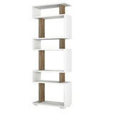 Boekenkasten - Design vakkenkast wit met walnoot melamine Blok 60x165x19,5 cm - Dimehouse