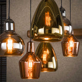 Lampada A Sospensione Industriale Pam Vetro Colorato Misto 6 Luci