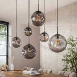 Hanglampen - Industriële Hanglamp Nova Zwart 6 - lichts Balk 135 cm - Dimehouse
