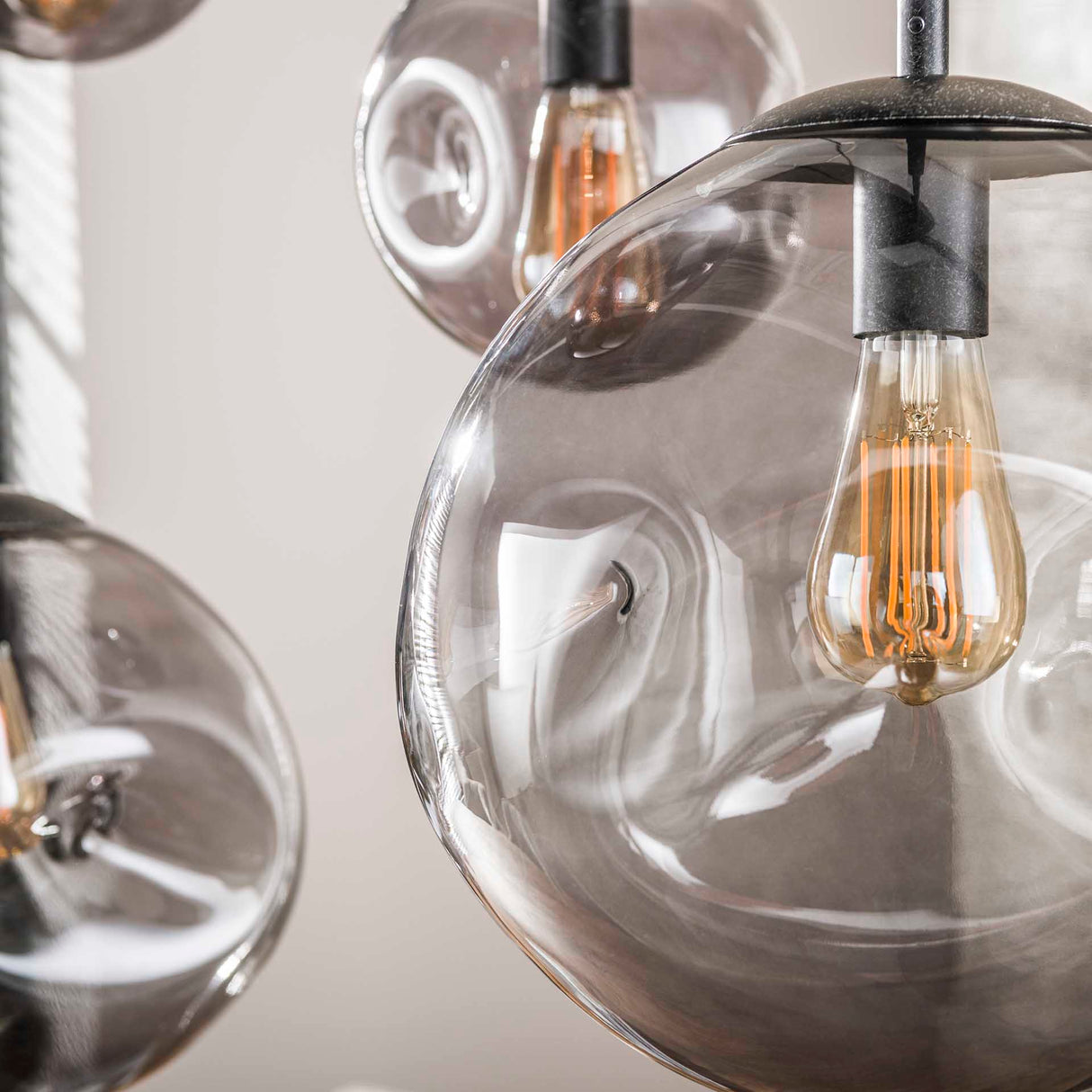 Hanglampen - Industriële Hanglamp Nova Zwart 6 - lichts Balk 135 cm - Dimehouse