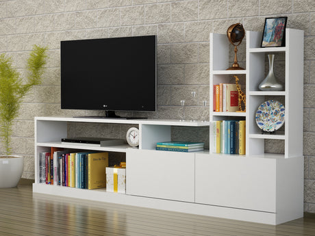 Set di mobili TV Dolunay melaminico bianco 164,4x91,3x25 cm