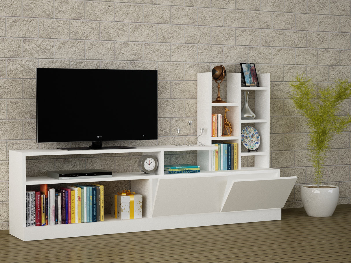 TV Meubels - TV Meubel Set Dolunay Wit Melamine 164,4x91,3x25 cm - Dimehouse
