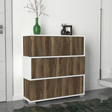 Schoenenkasten - Schoenenkast Napolyon Wit Walnoot Melamine 90x93x30 cm - Dimehouse