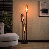 Vloerlampen - Moderne vloerlamp Coco 3 - lichts zwart met glasbollen - Dimehouse