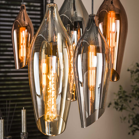 Lampada a sospensione moderna Coco a 7 luci in vetro colorato