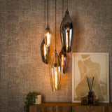Lampada a sospensione moderna Coco a gradini in vetro colorato a 5 luci