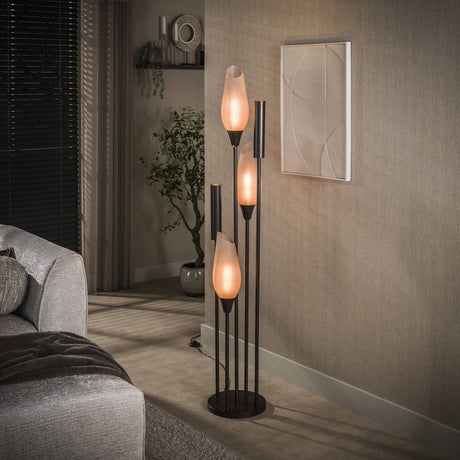 Lampada da terra Cocoon a 5 luci marrone satinato