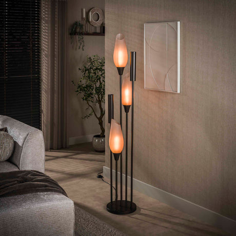 Lampada da terra Cocoon a 5 luci marrone satinato