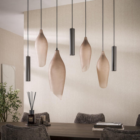 Lampada a sospensione Cocoon stile bozzolo marrone satinato