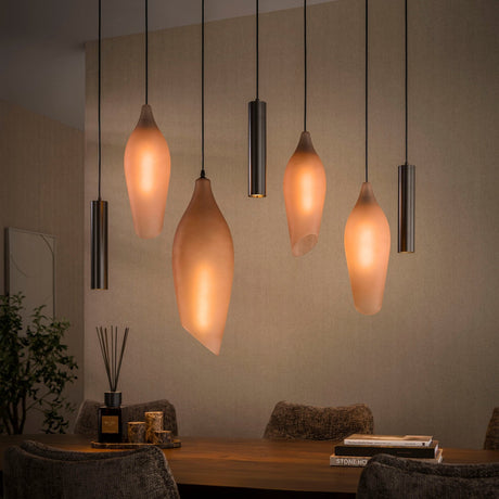 Lampada a sospensione Cocoon stile bozzolo marrone satinato