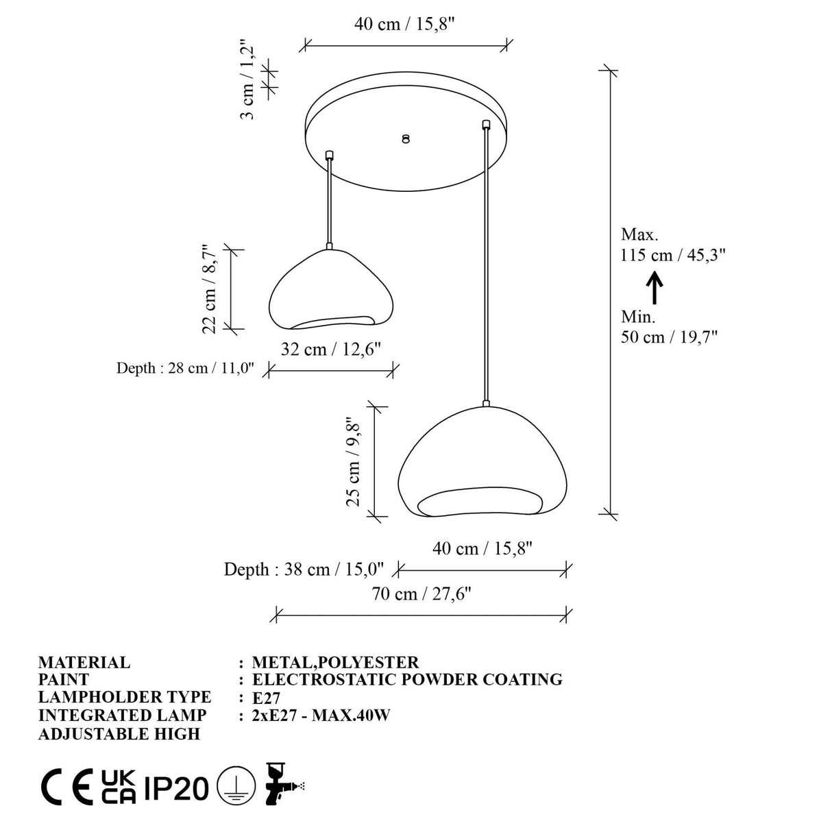 LORA-30-40-T-LUNA White Fiberglass Cap