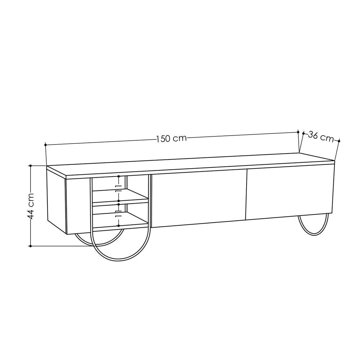 TV Meubels - TV Meubel Norfolk Mokka Melamine 150x44x36 cm - Dimehouse