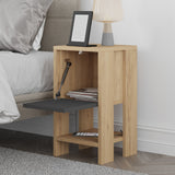 Nachtkastjes - Nachtkastje Ema Eik Antraciet Melamine 30x55x30 cm - Dimehouse