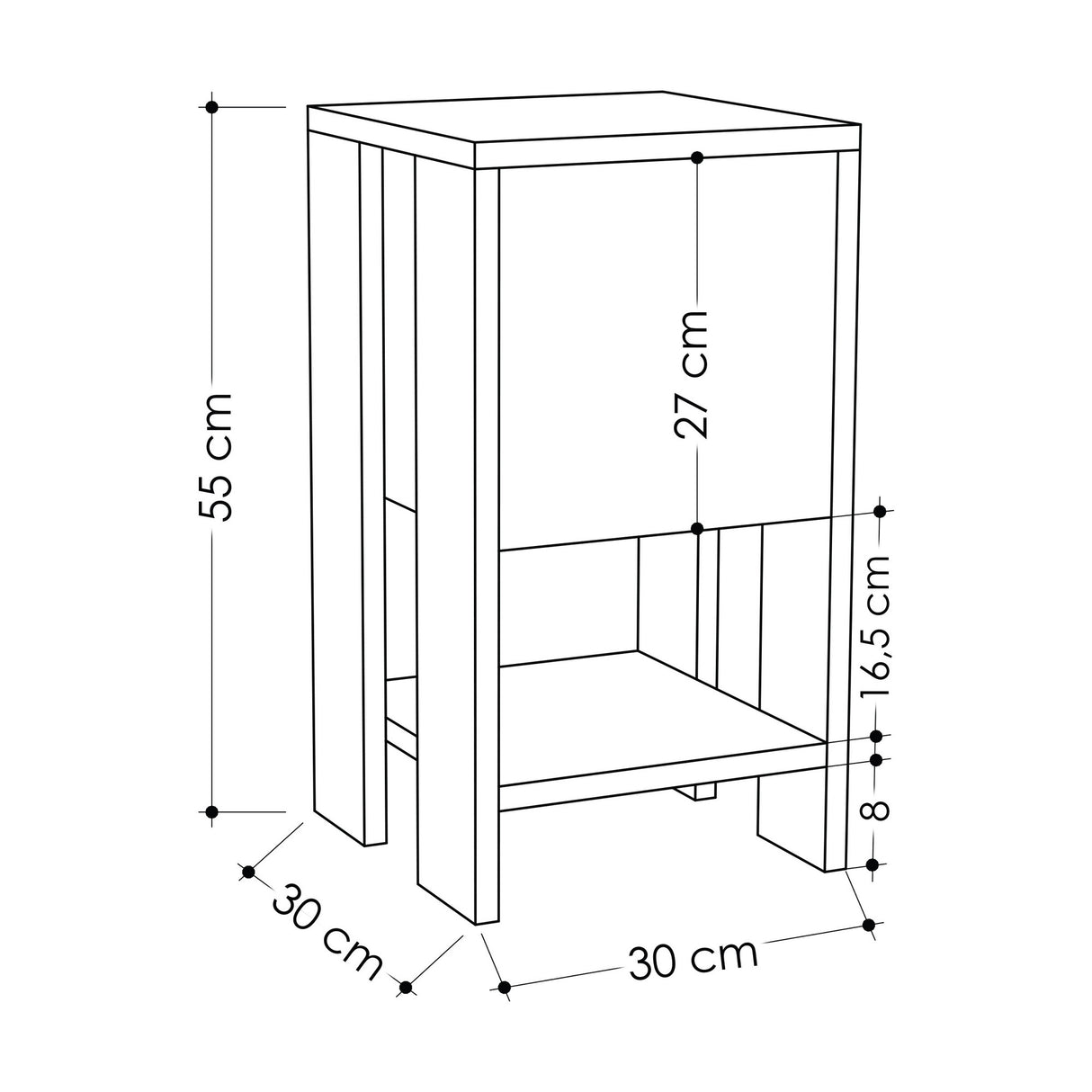 Nachtkastjes - Nachtkastje Ema Wit Melamine 30x55x30 cm - Dimehouse